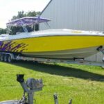 Custom boat wrap with professional business branding